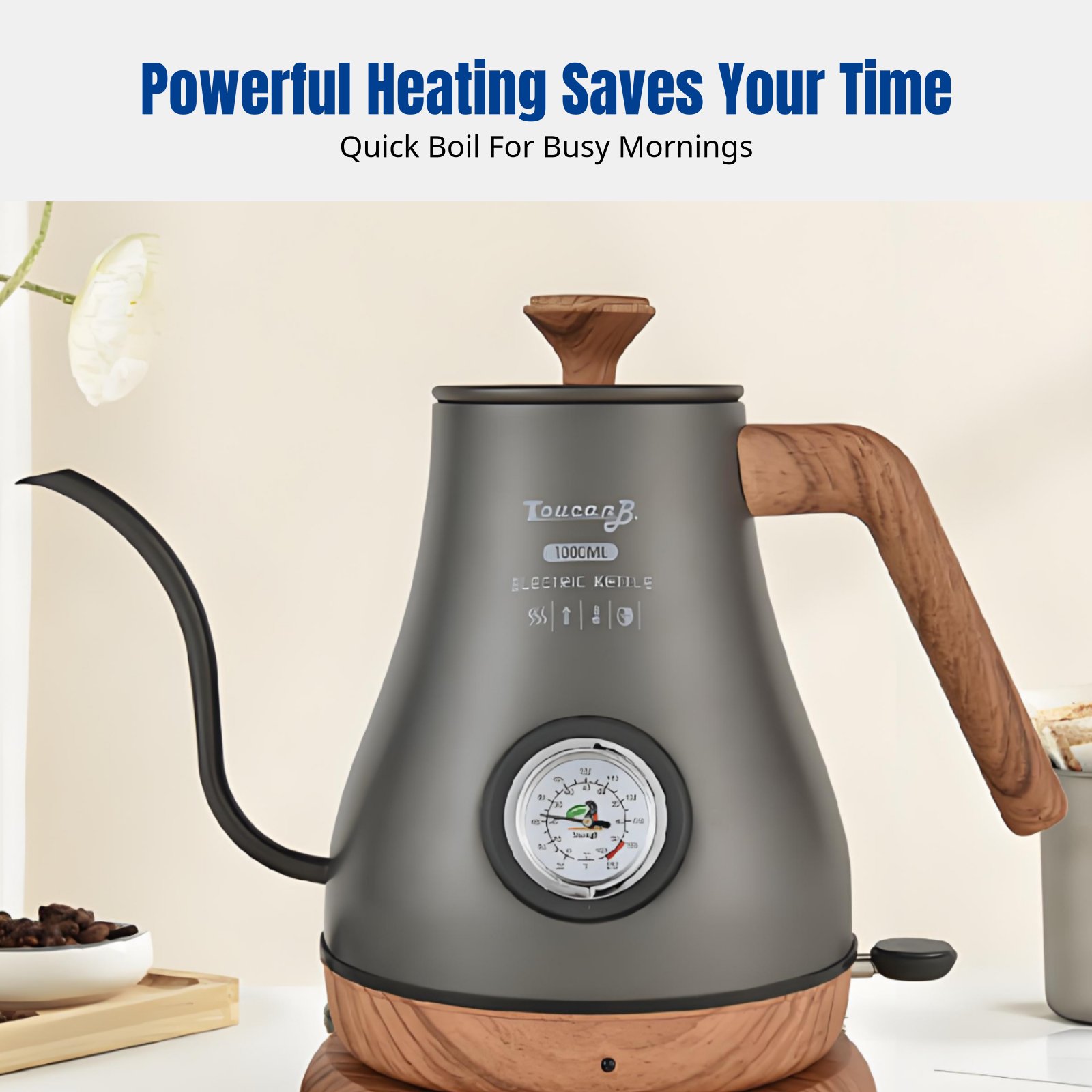 Electric Kettle Gooseneck - Electric Gooseneck Kettle, Stainless Steel, Drip