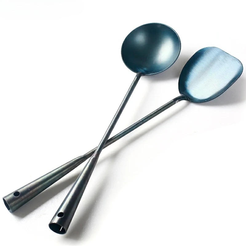 Kitchen Appliances Set - Traditional Iron Wok Spatula Spoon Kitchen
