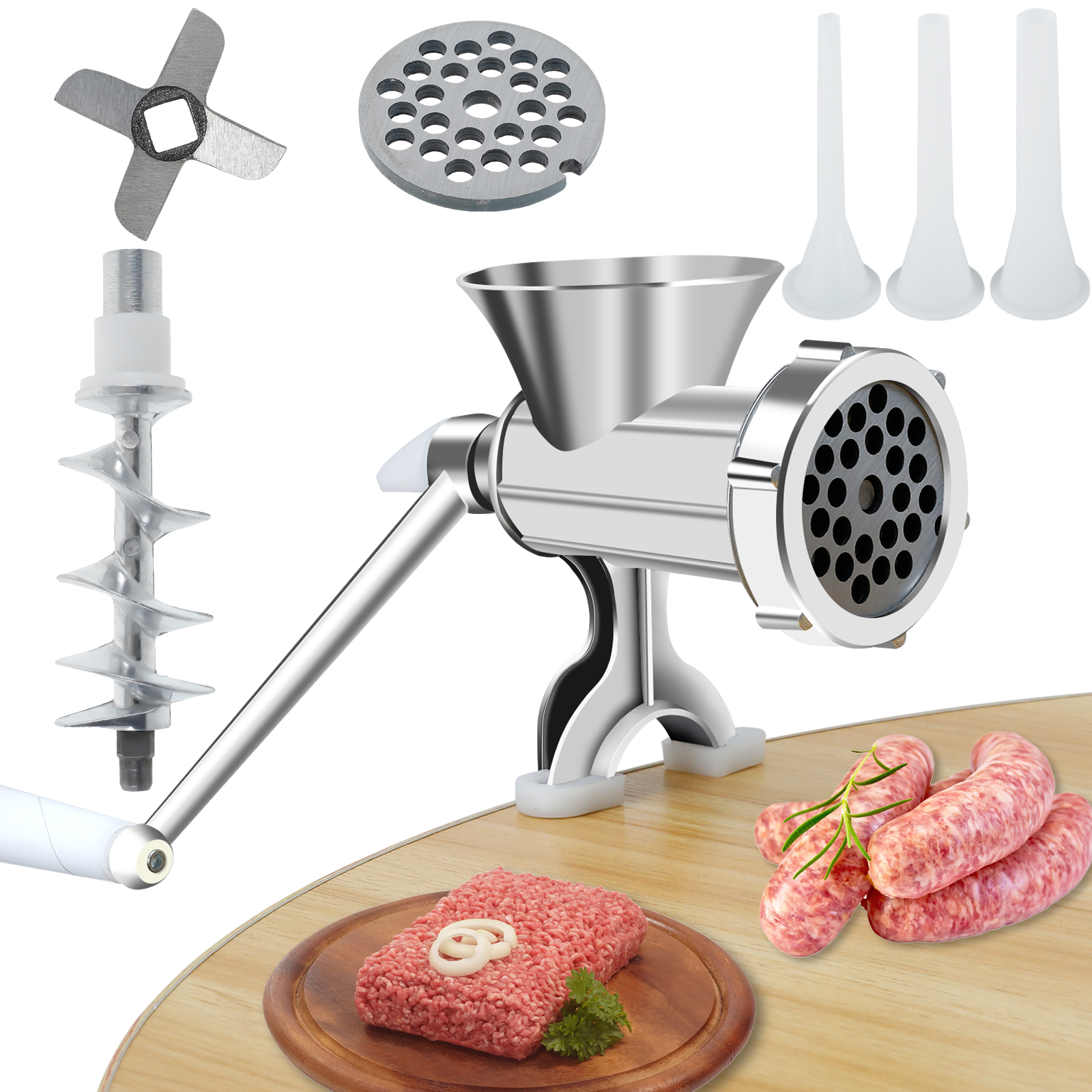 Meat Grinder Attachment - Manual Meat Grinder with Handle Meat