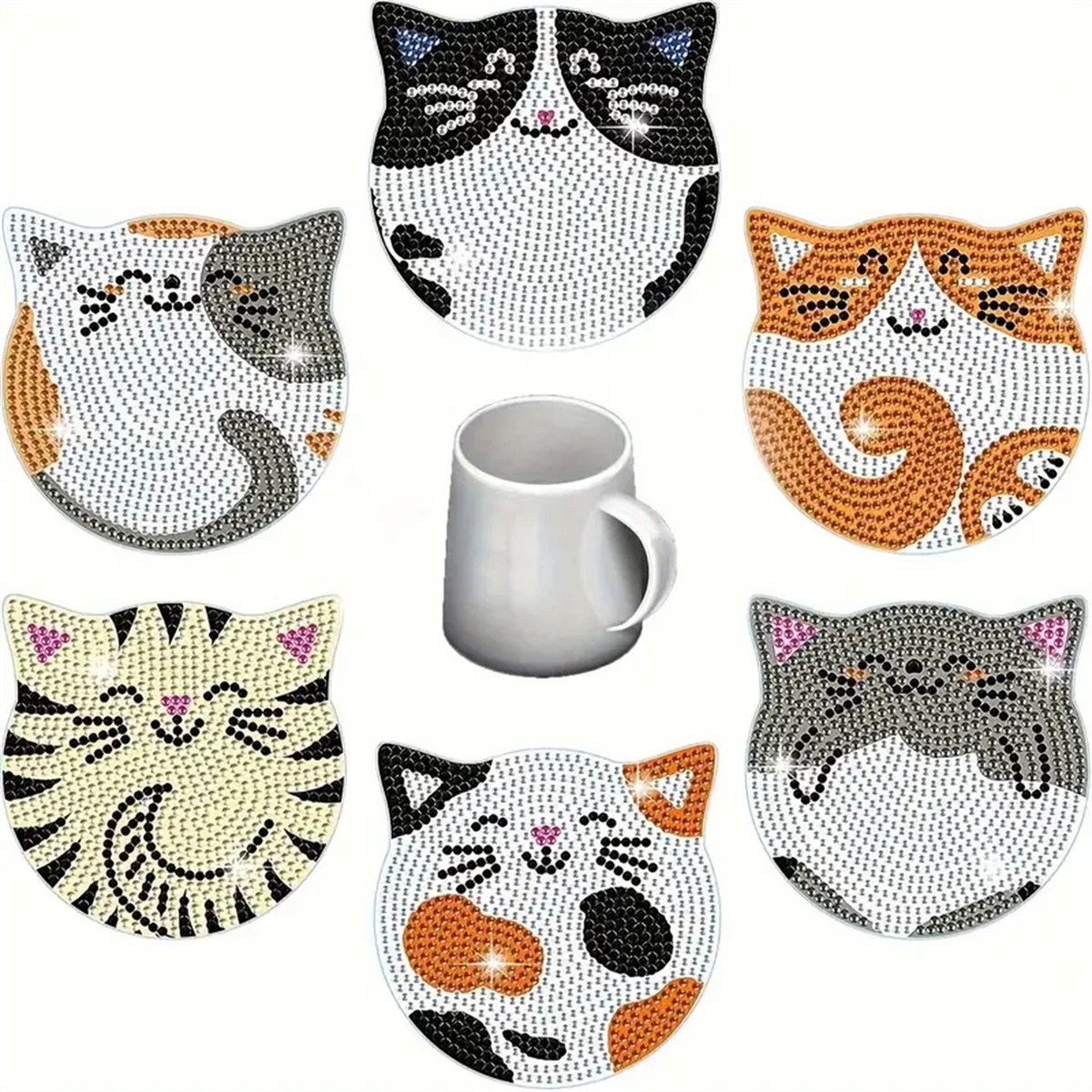 Kitchen Appliances Set - 6 Pieces/set DIY Cat Rhinestone Painted