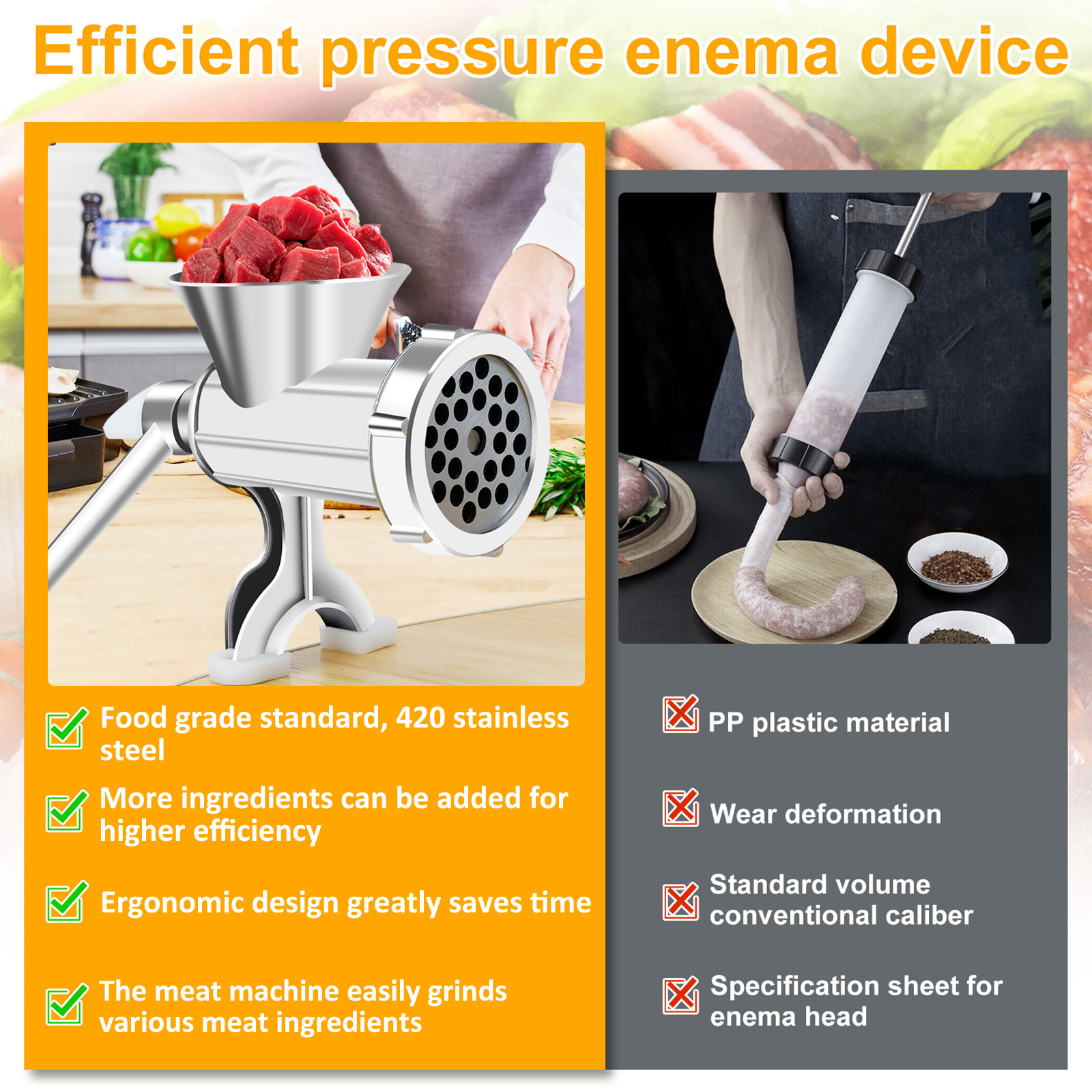 Manual Meat Grinder with Handl - Meat Grinder Attachment recensione e prezzo