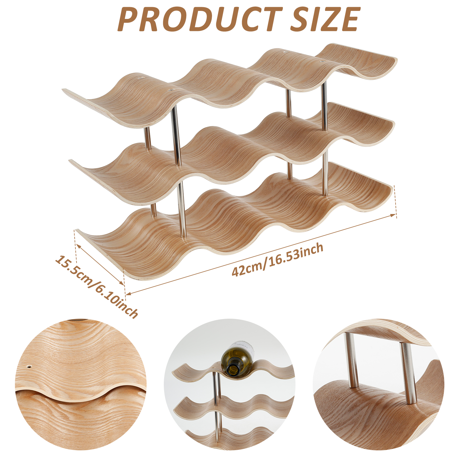 2/3-Tier Wooden Wine Rack Wavy - Kitchen Appliances Rack recensione e prezzo