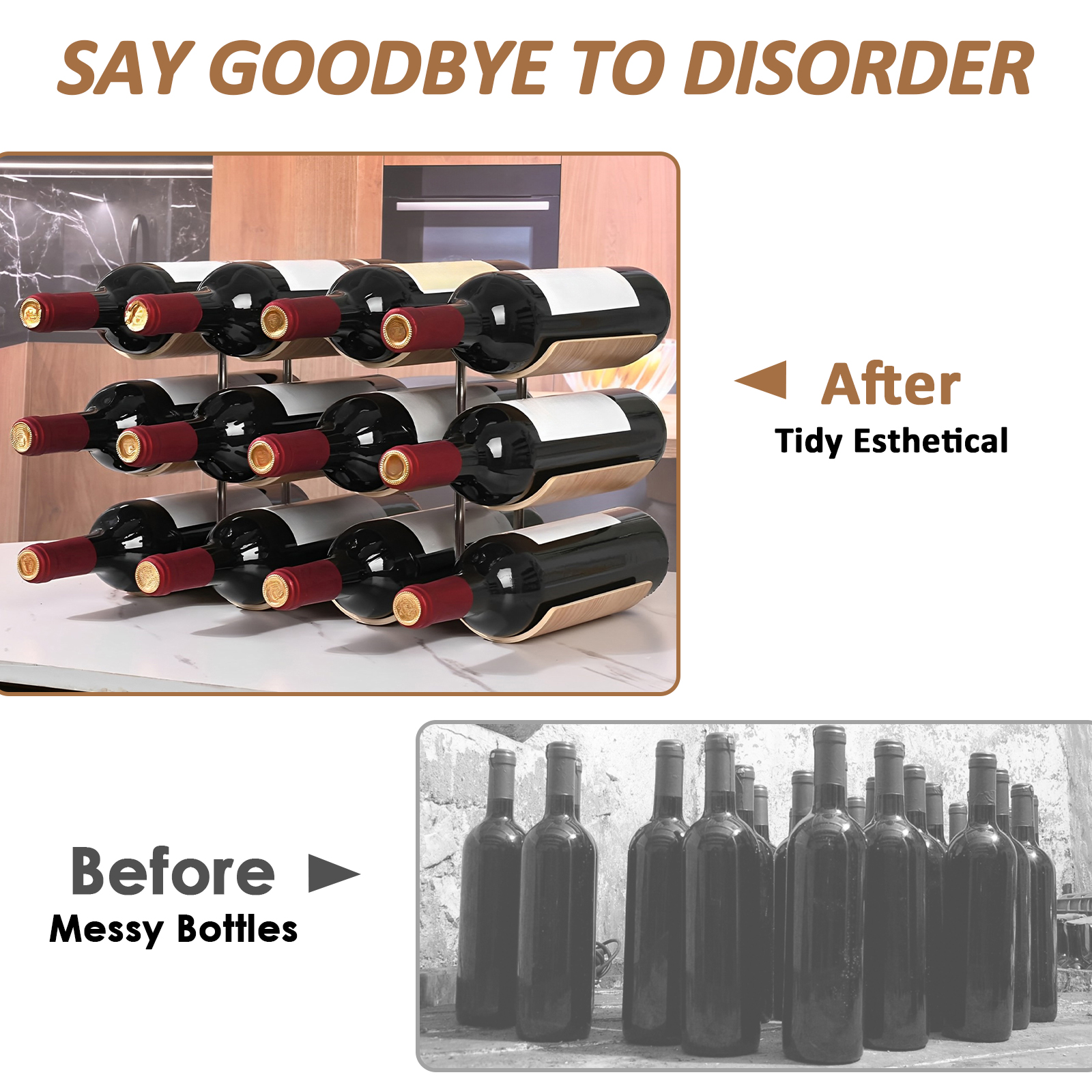 2/3-Tier Wooden Wine Rack Wavy - Kitchen Appliances Rack recensione e prezzo