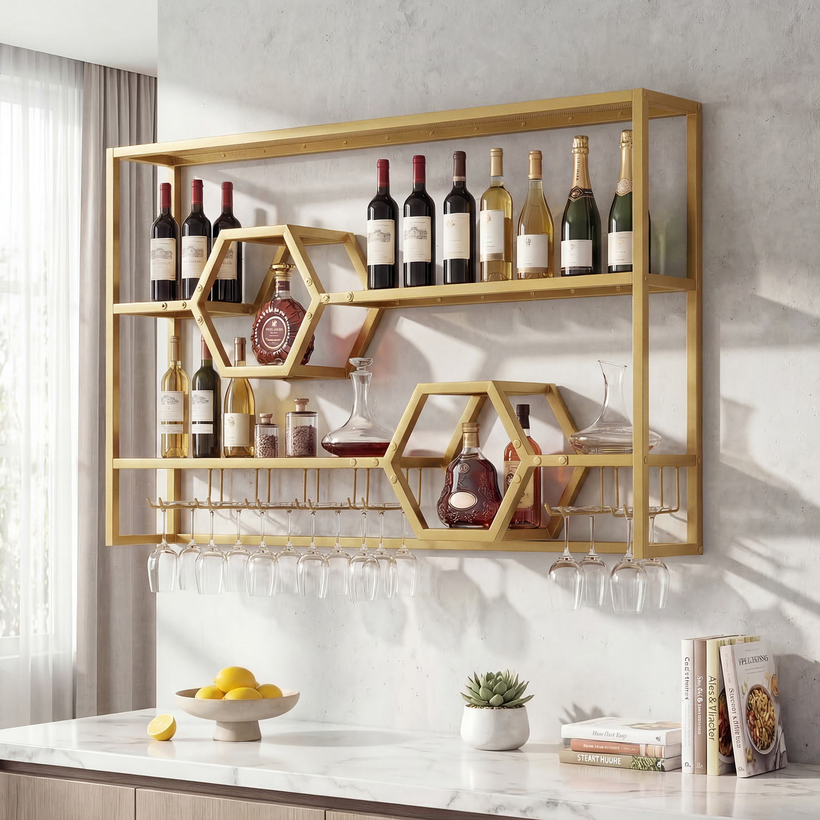 Wall Mounted Wine Rack 47” Lar - Kitchen Appliances Rack recensione e prezzo