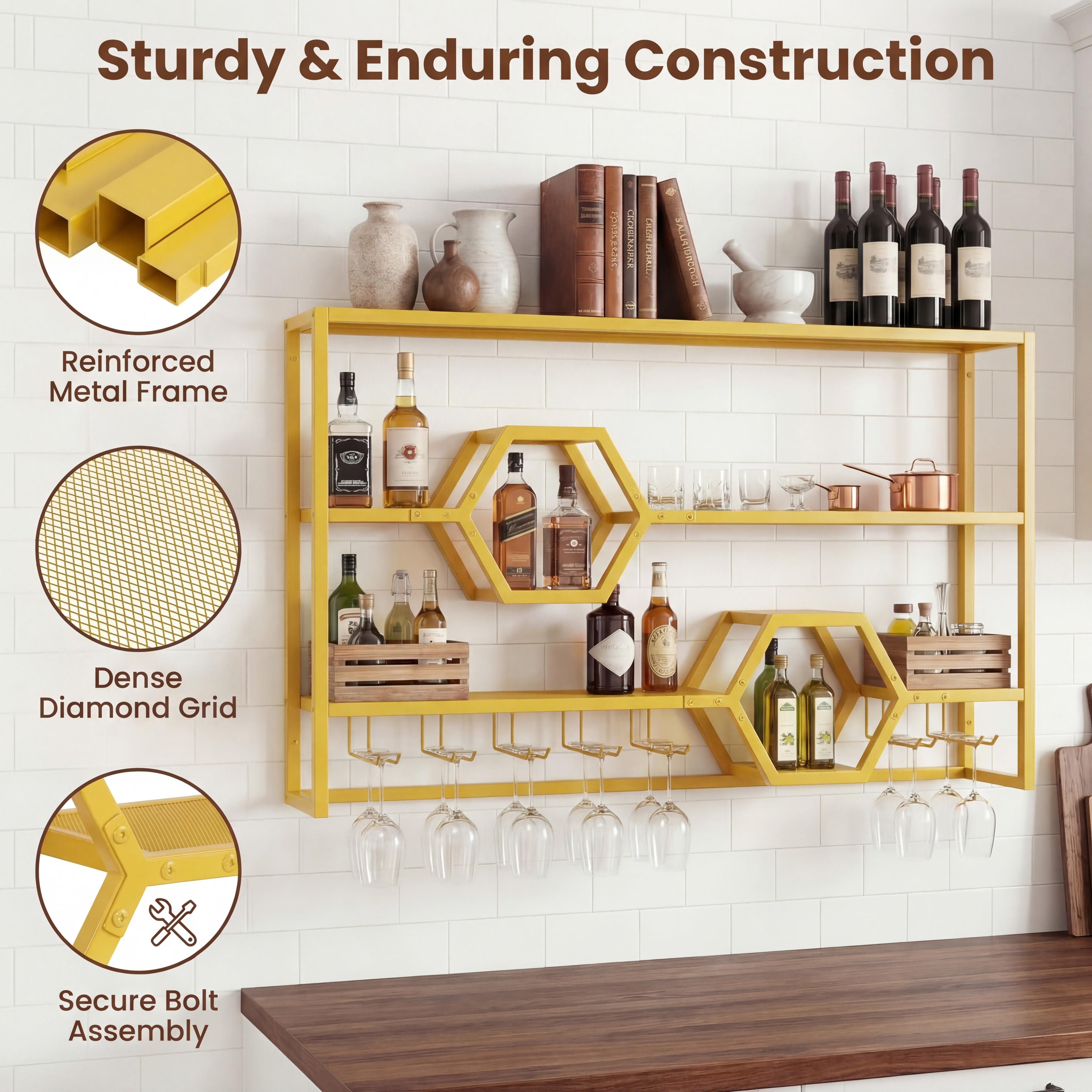 Wall Mounted Wine Rack 47” Lar - Kitchen Appliances Rack recensione e prezzo
